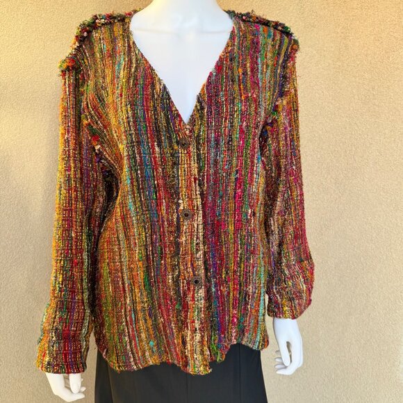 Carole Little 90s Hobo Chic Slub Knit Top - 8 - Picture 5 of 10